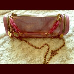 Tarina Tarantino Pink Metallic Barrel Bag